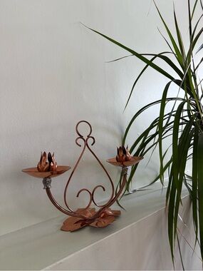 Vintage Venetian Copper Candelabra Candle Holder